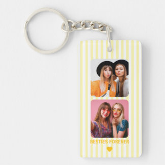 Personalisiertes Paar-Foto Freund Besties Streifen Schlüsselanhänger