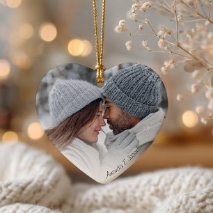 Personalisiertes Paar-Foto-Herz-Acryl-Weihnachten Ornament