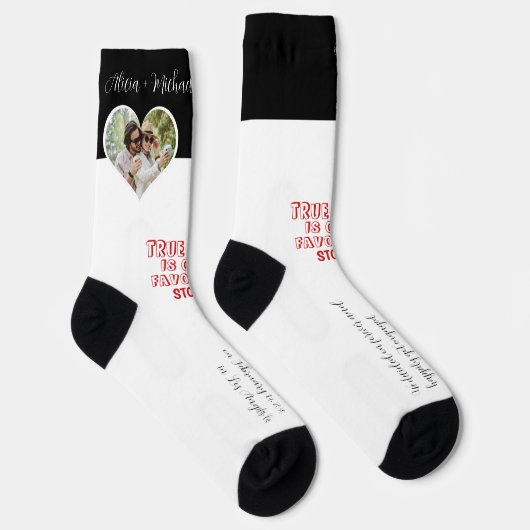 Personalisiertes Paar Foto Liebe Verlobung Socken (Rechts)