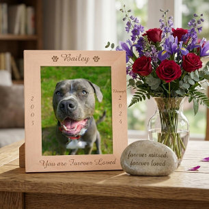 Personalisiertes Pad Print Pet Memorial Holzbild Geätzte Rahmen
