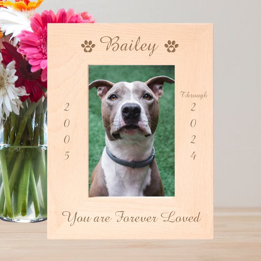 Personalisiertes Pad Print Pet Memorial Holzbild Geätzte Rahmen