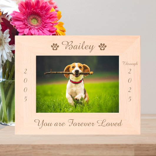 Personalisiertes Pad Print Pet Memorial Holzbild Geätzte Rahmen