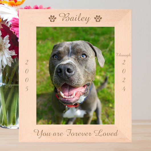 Personalisiertes Pad Print Pet Memorial Holzbild Geätzte Rahmen