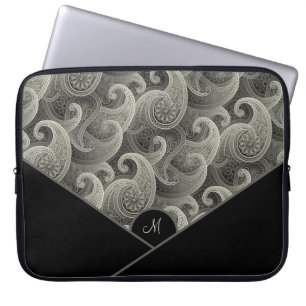 Personalisiertes Paisley-Muster mit Monogramm Laptopschutzhülle
