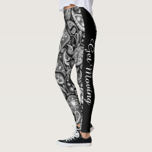 Personalisiertes Paisley Schwarz-weiß Leggings