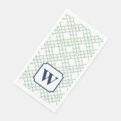 Personalisiertes Palm Beach Grünes Gitter-Monogram Serviette (Ecke)