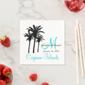 Personalisiertes Palm Trees Beach Hochzeitspapier  Serviette (Beispiel)