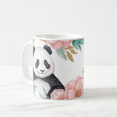 Personalisiertes Panda mit Blumenrahmen Kaffeetasse (Vorderseite Links)