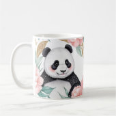 Personalisiertes Panda mit Blumenrahmen Kaffeetasse (Links)