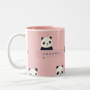 Personalisiertes Panda-Muster Zweifarbige Tasse