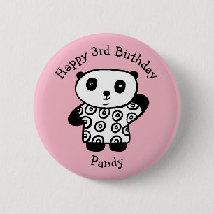 Personalisiertes Pandy Panda-alles Gute zum Button
