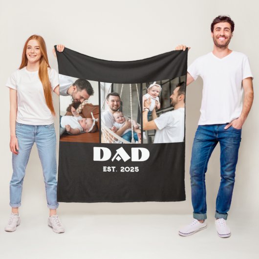 Personalisiertes Papa-Erinnerung 3-Foto-Collage Fleecedecke (Beispiel)