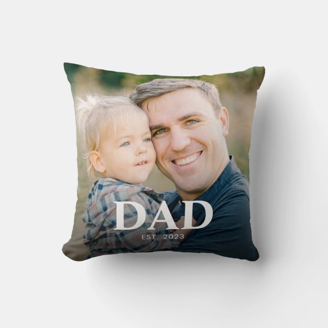 Personalisiertes Papa Gegründet Vatertag Foto Kissen (Vorderseite)