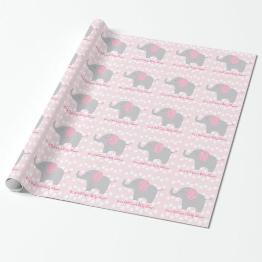 Personalisiertes Papier mit rosa Elephant Geschenkpapier (Ungerollt)
