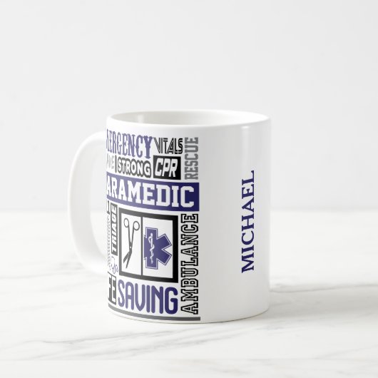 Personalisiertes Paramedic SymbolS Words Kaffeemas Kaffeetasse (Vorderseite Links)