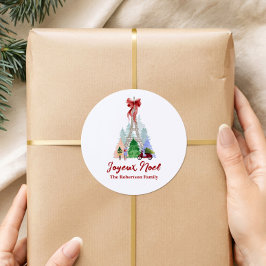 Personalisiertes Paris Eiffelturm Weihnachtsfest Runder Aufkleber
