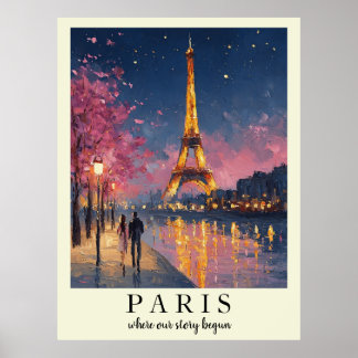 Personalisiertes Paris-Nacht-Wandkunstposter  Poster