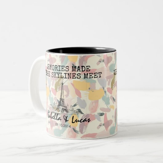 Personalisiertes Pariser Gedächtnis - Line Art Seh Zweifarbige Tasse (Vorderseite Links)