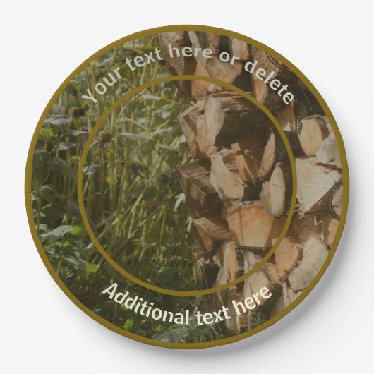 Personalisiertes Party aus gestapeltem Firewood Fa Pappteller (Vorderseite)