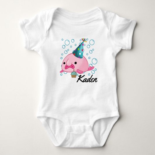 Personalisiertes Party Blobfish Baby Strampler (Vorderseite)