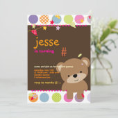 Personalisiertes Party des Teddy Bear Einladung (Stehend Vorderseite)