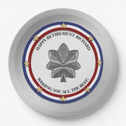 Personalisiertes Party für das Militärruhestand Pappteller (Vorderseite)