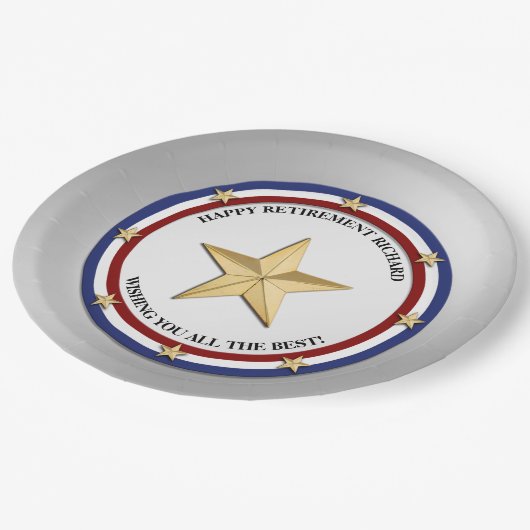 Personalisiertes Party für das Militärruhestand Pappteller (Schrägansicht)