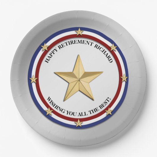 Personalisiertes Party für das Militärruhestand Pappteller (Vorderseite)