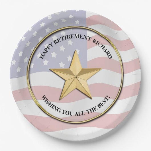 Personalisiertes Party für das Militärruhestand Pappteller (Vorderseite)