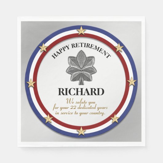 Personalisiertes Party für das Militärruhestand Serviette (Vorderseite)