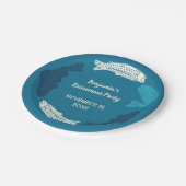 Personalisiertes Party für die Blaue Forelle Pappteller (Schrägansicht)