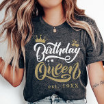 Personalisiertes Party für die Geburtstagkönigin T-Shirt<br><div class="desc">Treten Sie mit unserem Personalisierten Birthday Queen Custom Matching Party T - Shirt stilvoll in die Geburtstagsfeier ein - die perfekte Kleidung für die Königin und ihre Kader! Diese Drehbücher, die Geburtstagsparty-Shirts zusammenpassen, sind für ein lustiges und angesagtes Fest konzipiert und eignen sich perfekt für Fotos, Geburtstagsgruppen oder Geburtstagsausflüge. Mit...</div>