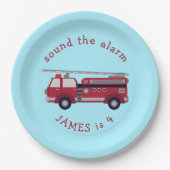 Personalisiertes Party für LKW mit rotem Feuer Pappteller (Vorderseite)