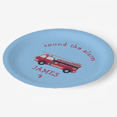 Personalisiertes Party für LKW mit rotem Feuer Pappteller (Schrägansicht)