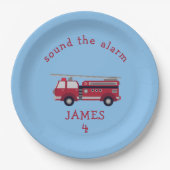 Personalisiertes Party für LKW mit rotem Feuer Pappteller (Vorderseite)