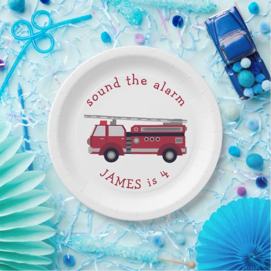 Personalisiertes Party für LKW mit rotem Feuer Pappteller (Party)