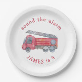 Personalisiertes Party für LKW mit rotem Feuer Pappteller (Vorderseite)