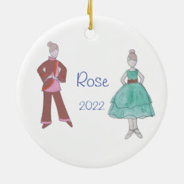 Personalisiertes Party Girl/Chinese Tee Nutcracker Keramik Ornament