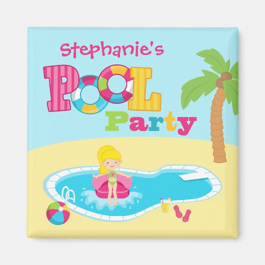 Personalisiertes Party-Mädchen Geburtstagsparty Magnet (Vorne)