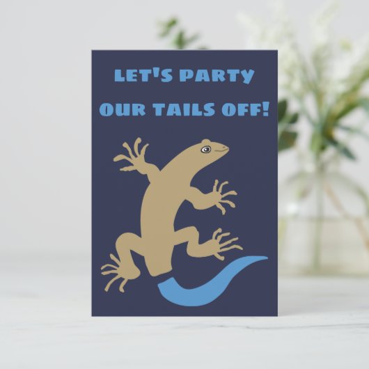 Personalisiertes Party mit blauem Schwanz Einladung (Stehend Vorderseite)