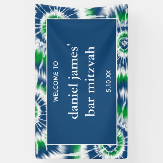 Personalisiertes Party mit blauer und grüner Gefär Banner (Vertikal)