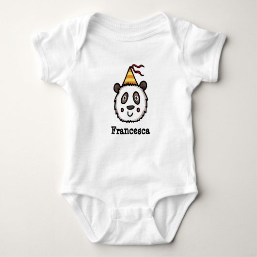 Personalisiertes Party Panda mit einem Party-Hut Baby Strampler (Vorderseite)