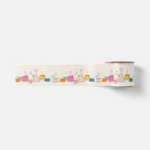 Personalisiertes Party-Taschentuch – Doodle-Cakes  Satinband