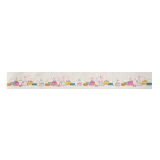 Personalisiertes Party-Taschentuch – Doodle-Cakes Satinband (Vorderseite)