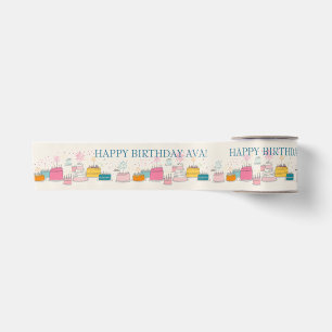 Personalisiertes Party-Taschentuch – Doodle-Cakes  Satinband