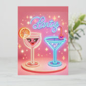 Personalisiertes Party Zeit Neon Einladung (Stehend Vorderseite)