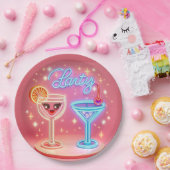 Personalisiertes Party Zeit Neon Einladung Pappteller (Party)