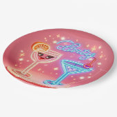 Personalisiertes Party Zeit Neon Einladung Pappteller (Schrägansicht)