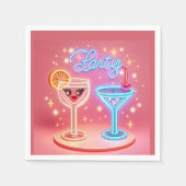 Personalisiertes Party Zeit Neon Einladung Serviette (Vorderseite)