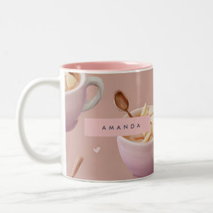 Personalisiertes Pastel Apple Zimtmuster Zweifarbige Tasse